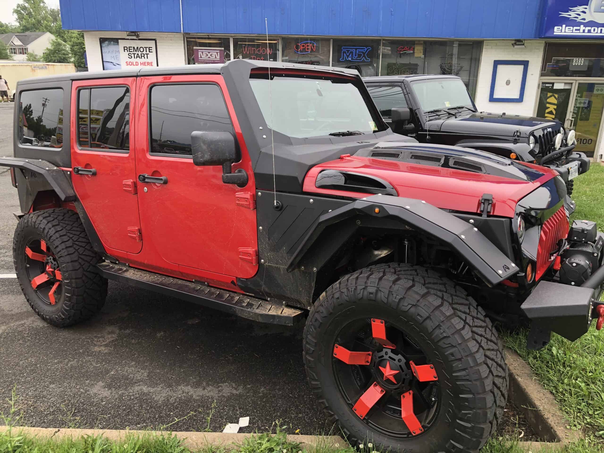 Red and black with tint windows, by Electronic Plus in Manassas 